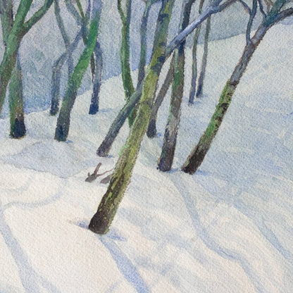 Peinture à l'aquarelle de paysage enneigé