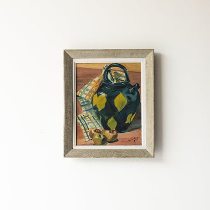 Nature morte aux pommes, peinture à l'huile