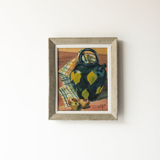 Nature morte aux pommes, peinture à l'huile
