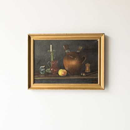 Nature morte à la lueur des bougies, peinture à l'huile