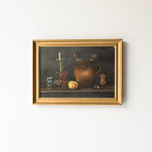 Nature morte à la lueur des bougies, peinture à l'huile