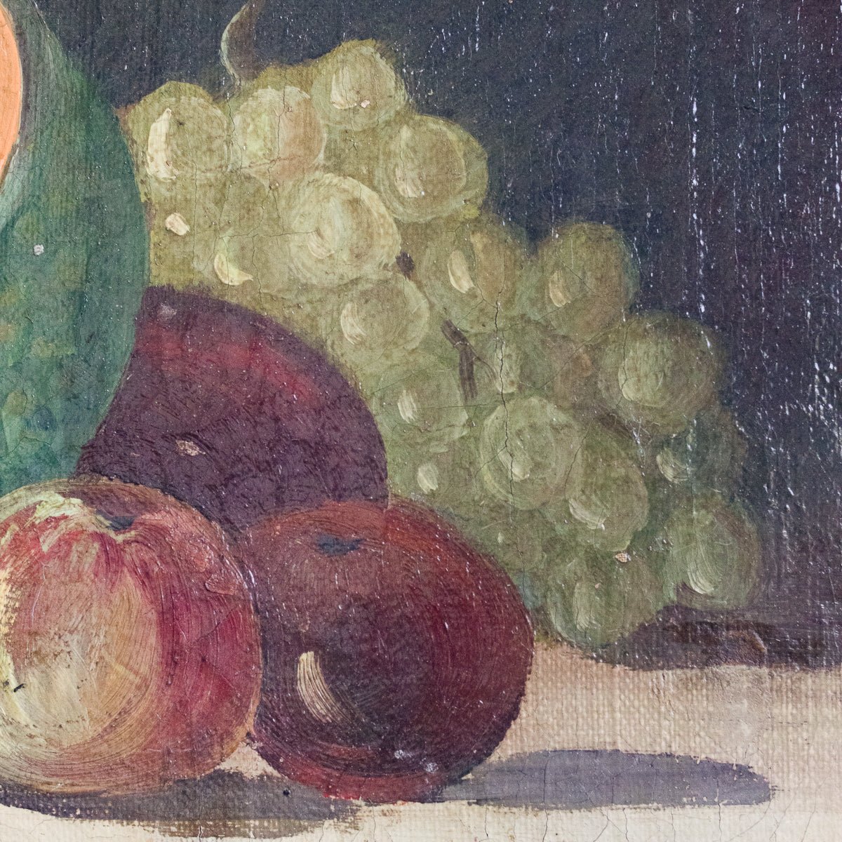 Nature morte aux fruits et aux olives, peinture à l'huile