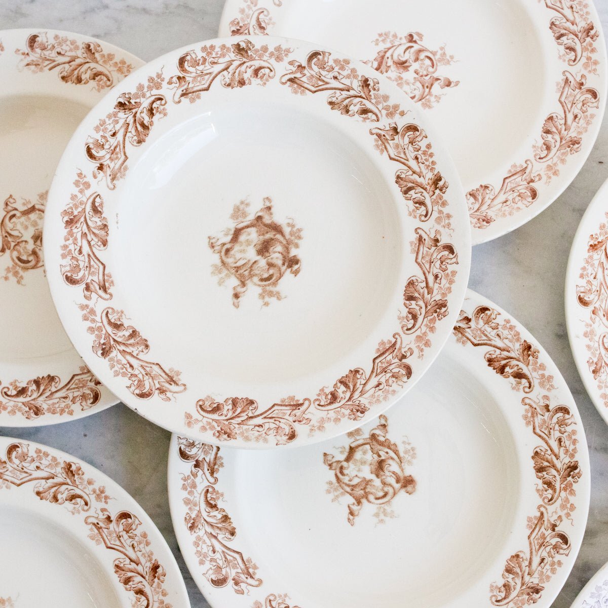 Ensemble de 4 bols à soupe Transferware