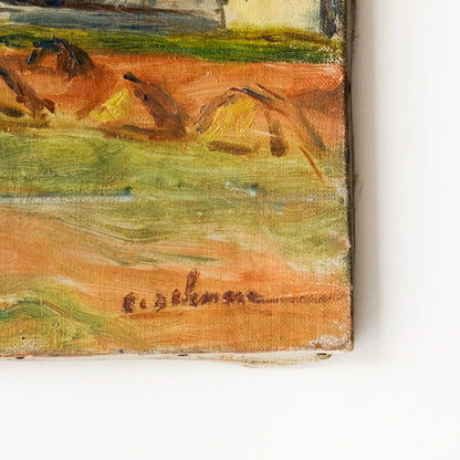 Peinture à l'huile Village au lever du soleil
