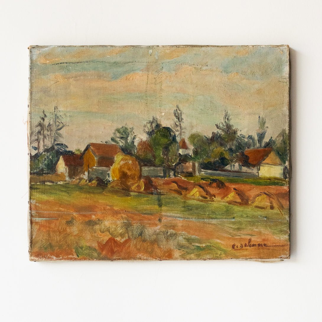 Peinture à l'huile Village au lever du soleil
