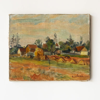 Peinture à l'huile Village au lever du soleil