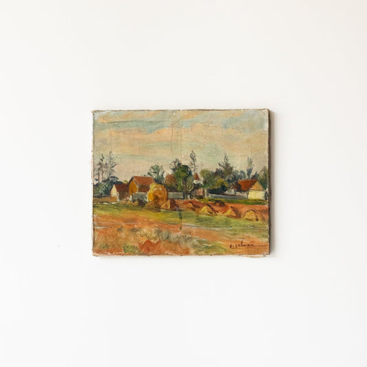 Peinture à l'huile Village au lever du soleil
