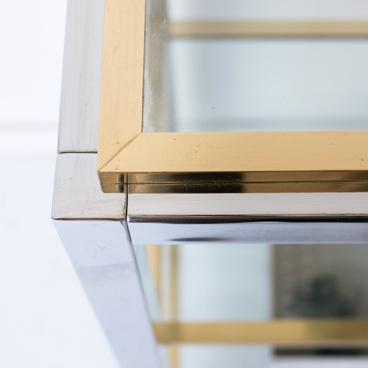 Console vintage en nickel et laiton