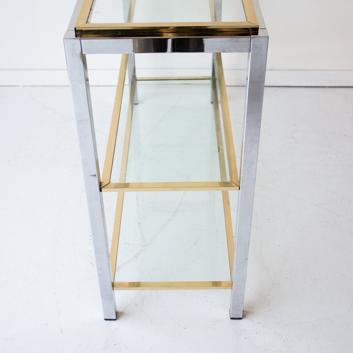 Console vintage en nickel et laiton