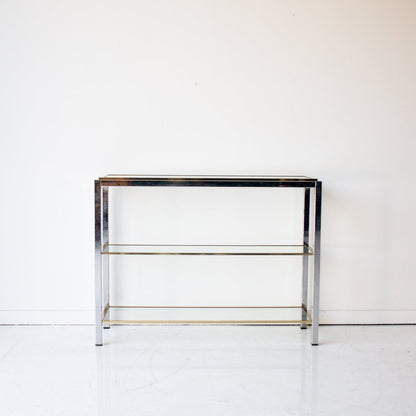 Console vintage en nickel et laiton