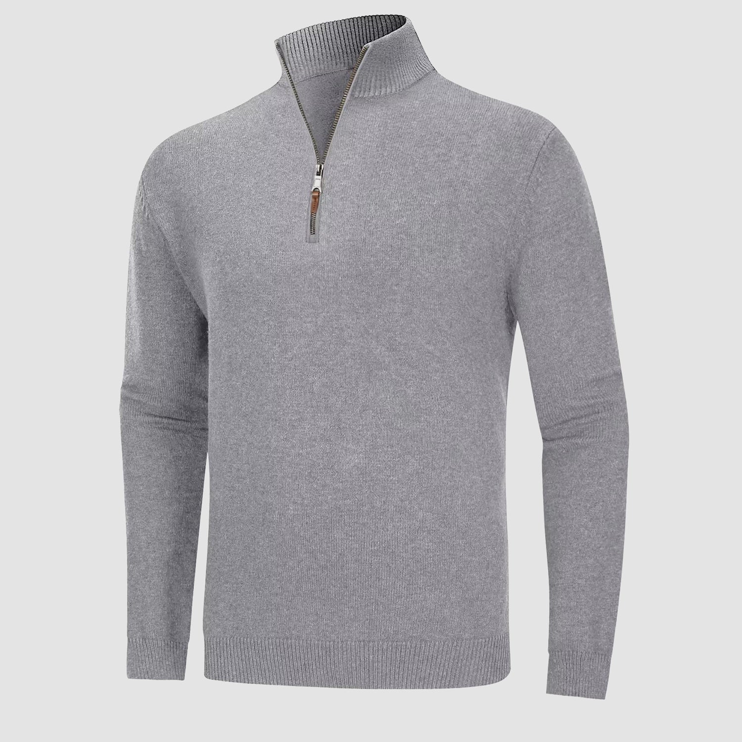 Men's Sweaters Casual Knitted Turtleneck Pullover with 1/4 Zip